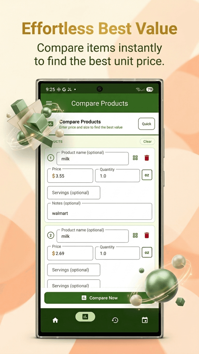 GroceryComp showing best value result