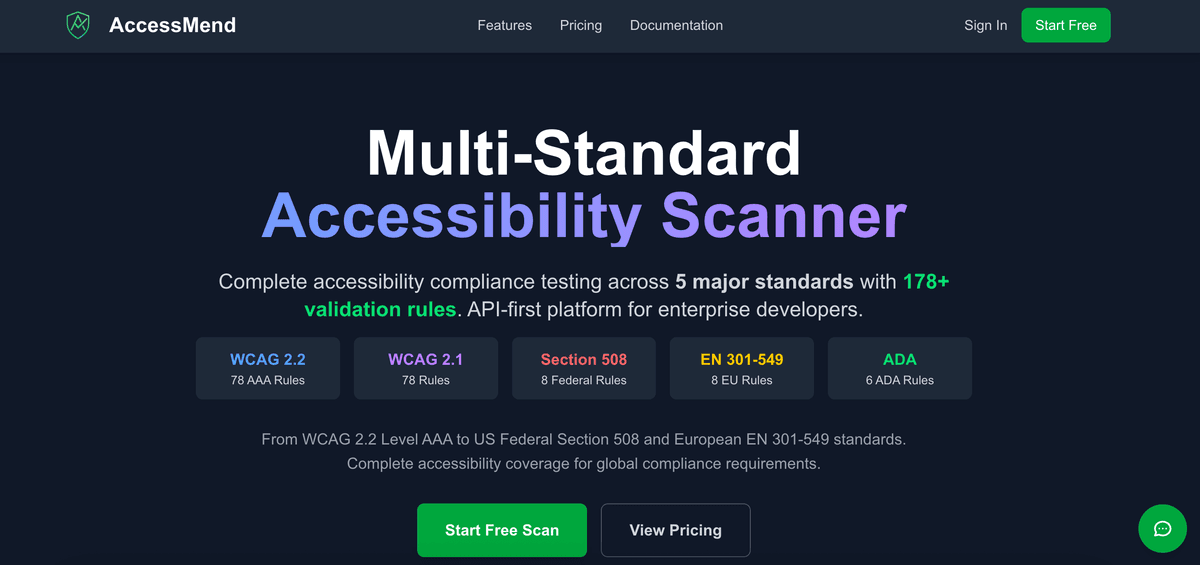 AccessMend Landing Page - WCAG compliance and accessibility tools