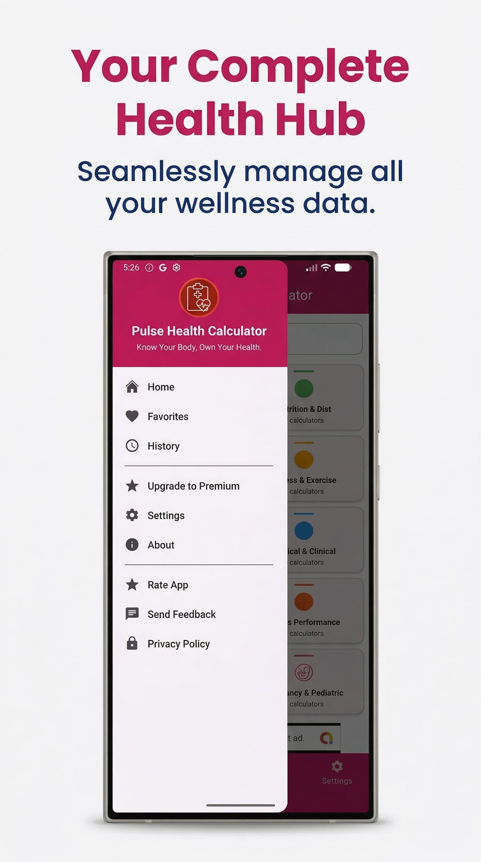 Pulse Health Calculator dashboard showing all 10 health categories
